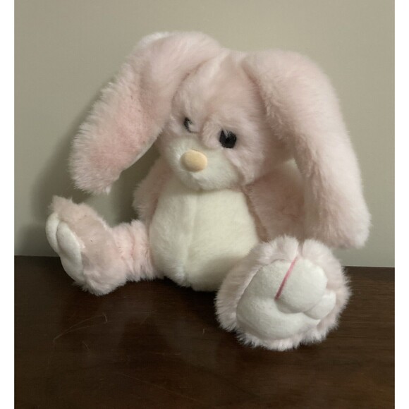 Vintage 1988 PRESTIGE Pink Bunny Riddle Rabbit Plush Easter Big Feet 10" - Picture 9 of 9